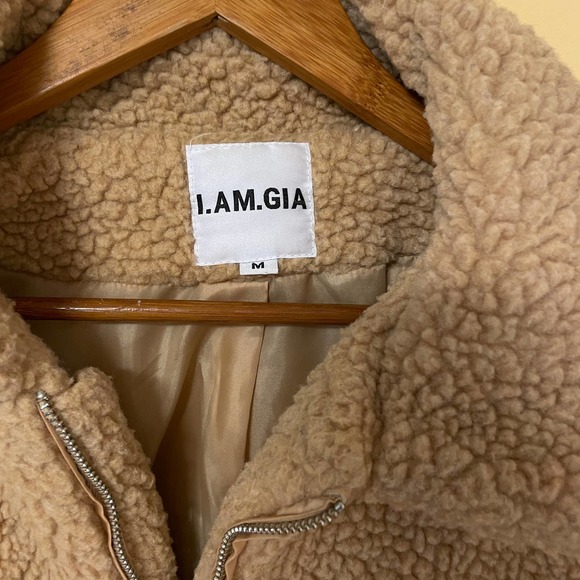 I Am Gia Pixie Faux Sherpa Jacket Medium M I. Am. Gia. Camel Tan Zip Teddy - Picture 7 of 8